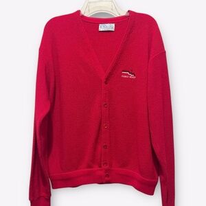 Vintage Pickering Pebble Beach Golf Embroidered Red Cardigan Sweater Sz XL